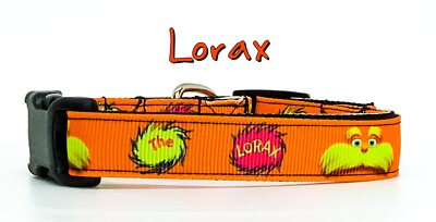 Lorax dog collar handmade adjustable buckle collar 5/8'' wide or leash 