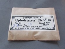 VTG 12 NOS C. S. Osborne Curved Upholsterers' Needles 501 3.5" no 16 England