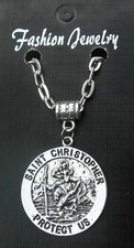 St Christopher Pendant Necklace 20" or 24 Inch Chain Saint Catholic Charm