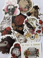 VICTORIAN ASSORTMENT Stickers 6pc Steampunk  Skull  Roses  Clock  Flowers  Gears  