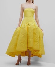 $8995 Bach Mai Women's Yellow Flounce Strapless Volant Gown Dress Size 10