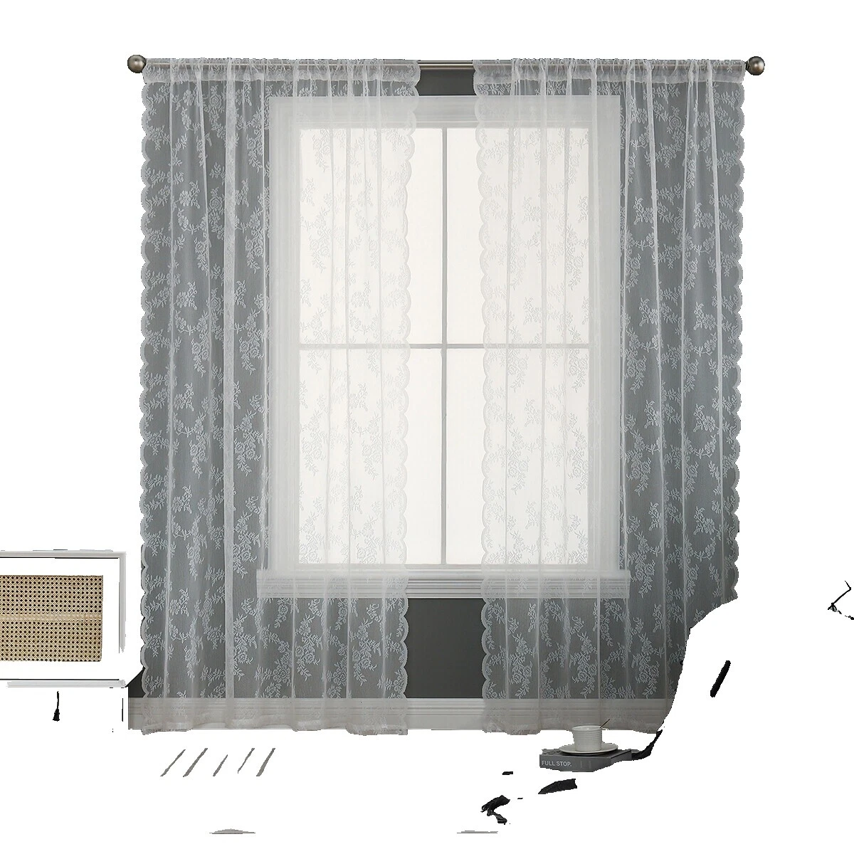 蕾丝花卉现代窗帘和窗帘