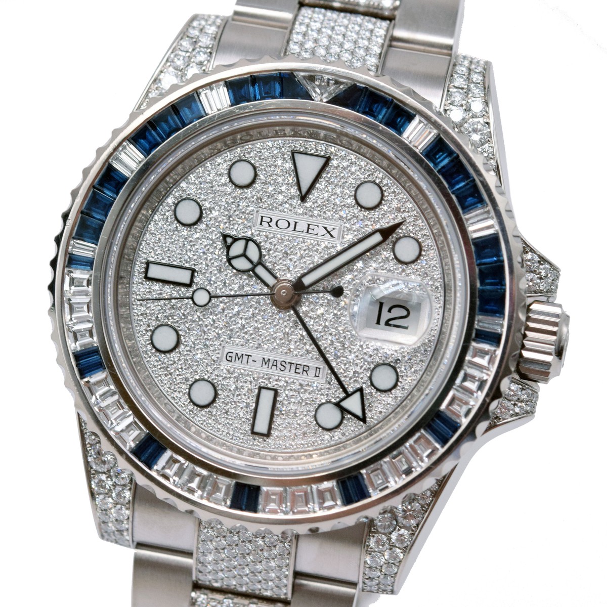 Rolex GMT-Master II 116759SA Diamond Pave Dial White Gold 