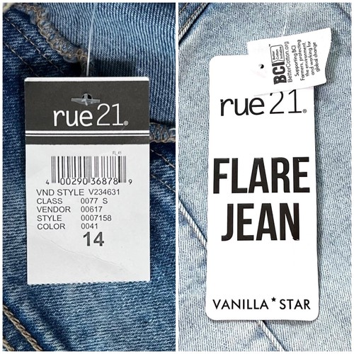 14 NWT RUE21 Vanilla Star Women’s High Rise Flare Light Denim Jeans Pants *32x31 - Picture 7 of 9