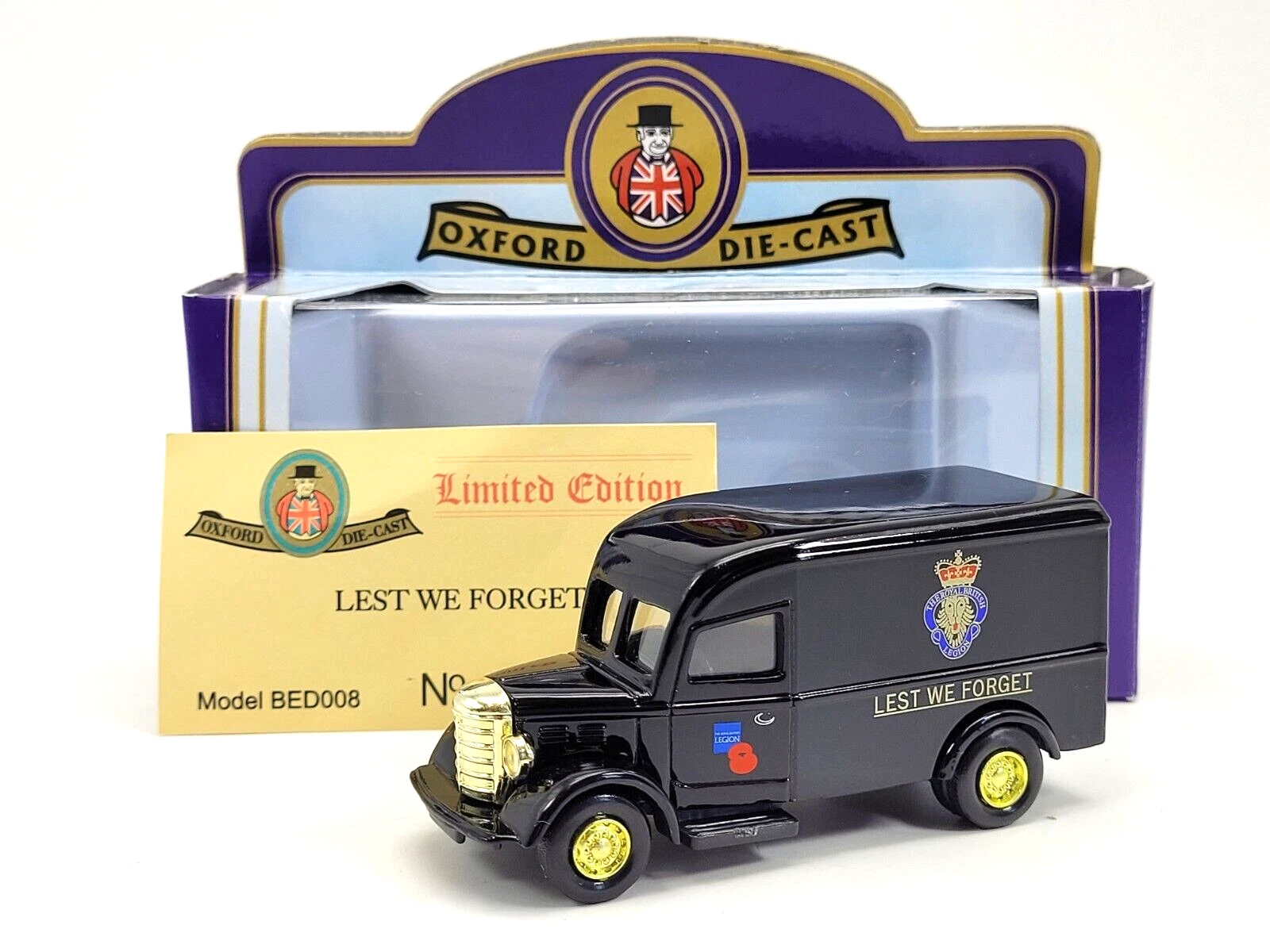 VANS Oxford Diecast BED008 Bedford Delivery Van Per non dimenticare Edizione limitata