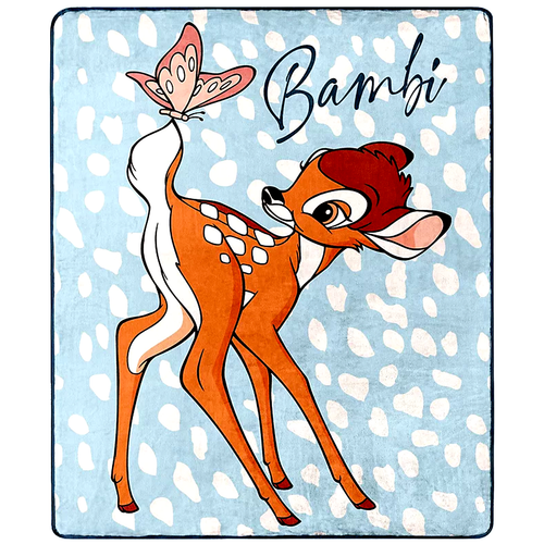 🔥Disney Bambi & Butterfly Spotted Silk Touch Fleece Throw Blanket 50" x 60" NEW - Picture 2 of 2