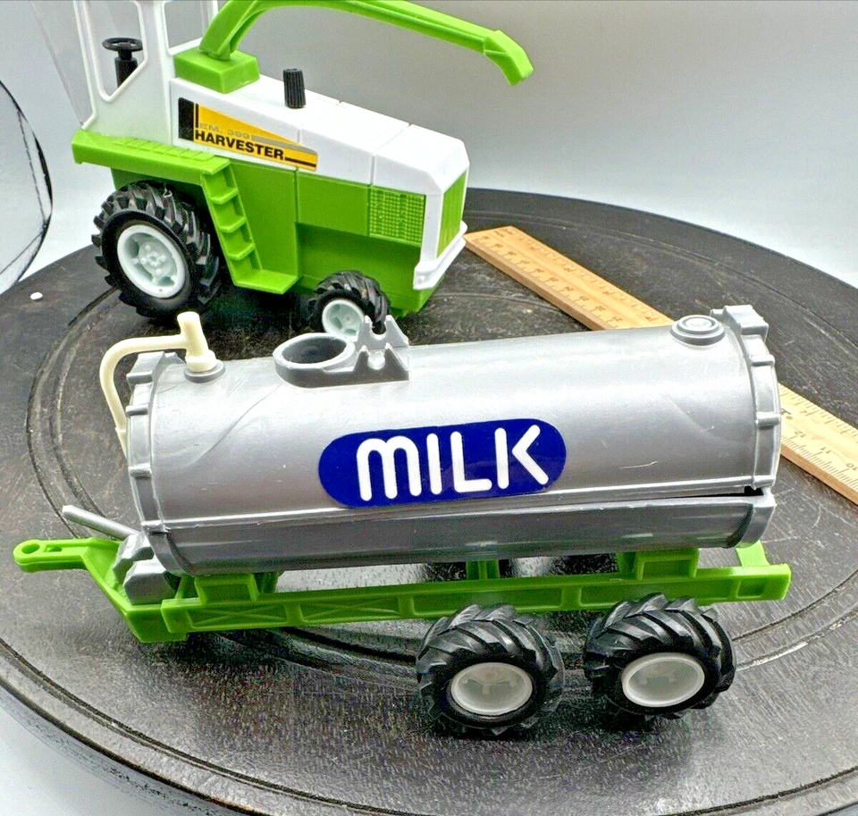 Vintage New Ray 1999 EM 399 Harvester Toy Farm Vehicle 6", and Milk Tank - Image 3 of 4