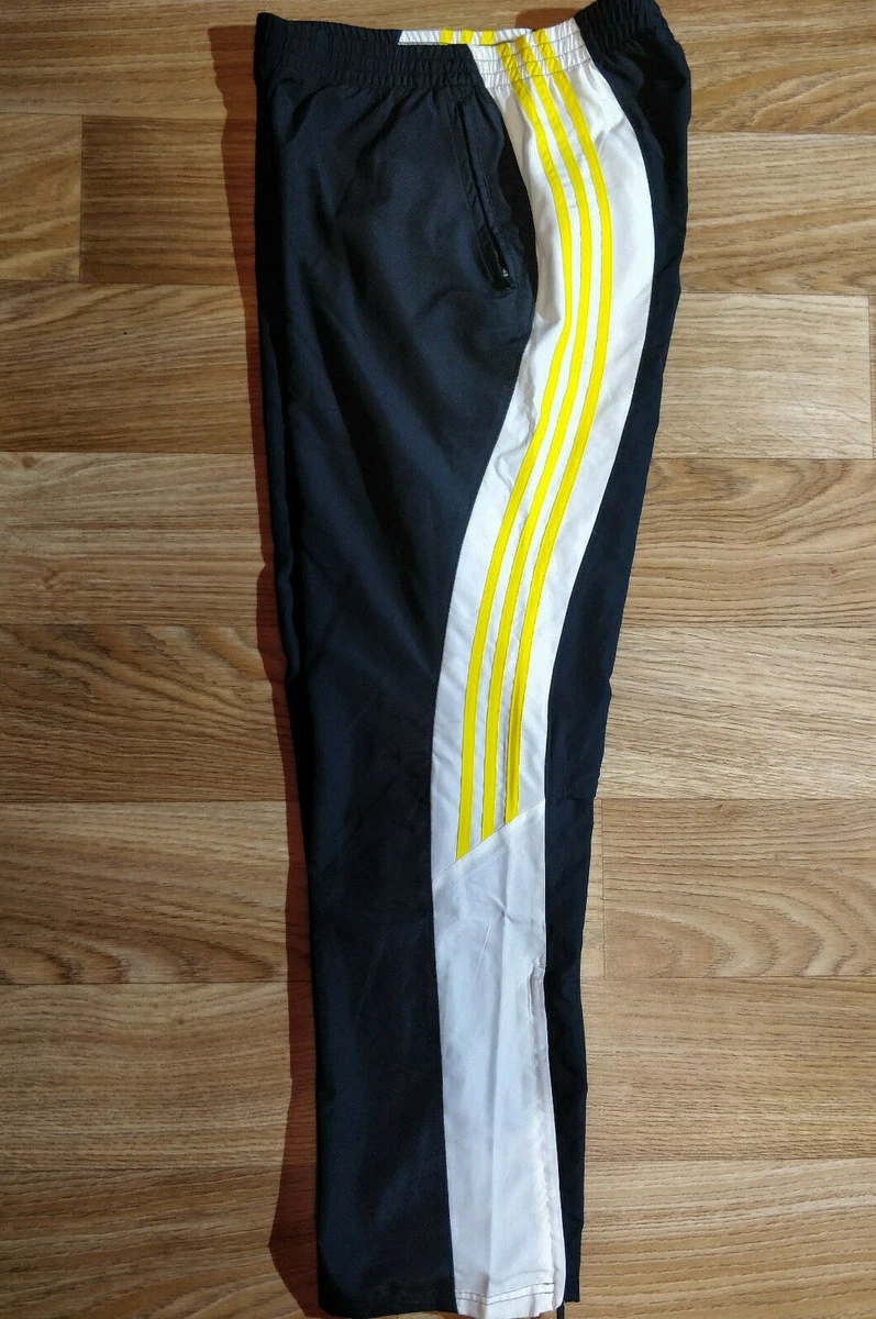 Adidas Womens Track Pants Trousers Training Black Yellow Lightweight Baggy