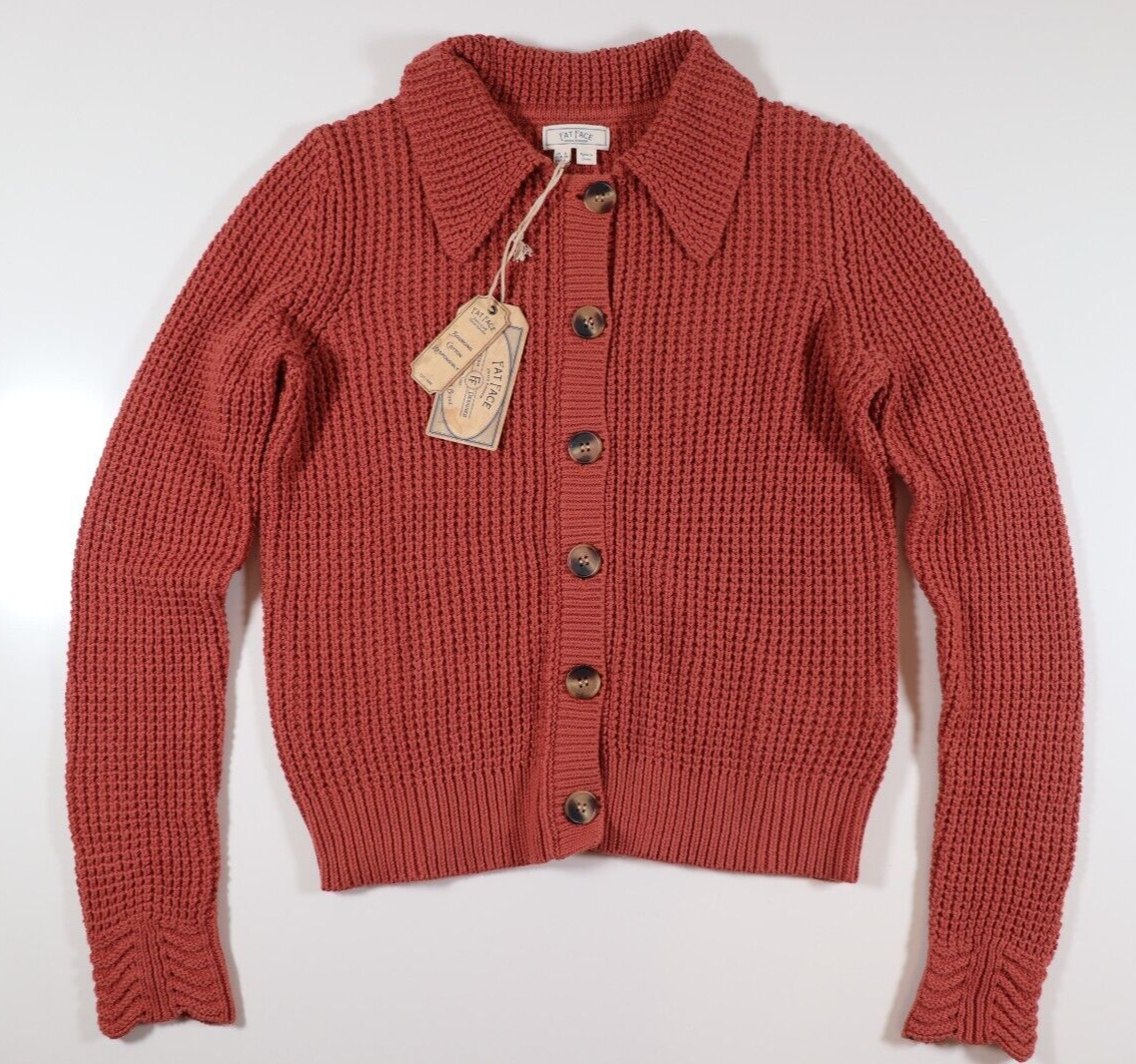 FAT FACE CORA COLLARED SOFT COTTON KNIT CARDIGAN TAN ORANGE 972505