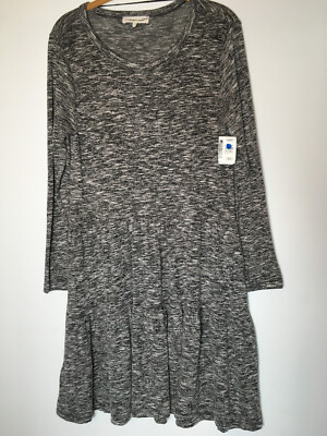 Lou & Grey for Loft Size Small Grey Heather Sweater Dress Ruffle bottom |  eBay