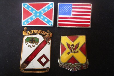 4 USA Anstecker Pins Konfederate, 84th Field Artillerie ect. SIEHE FOTOS