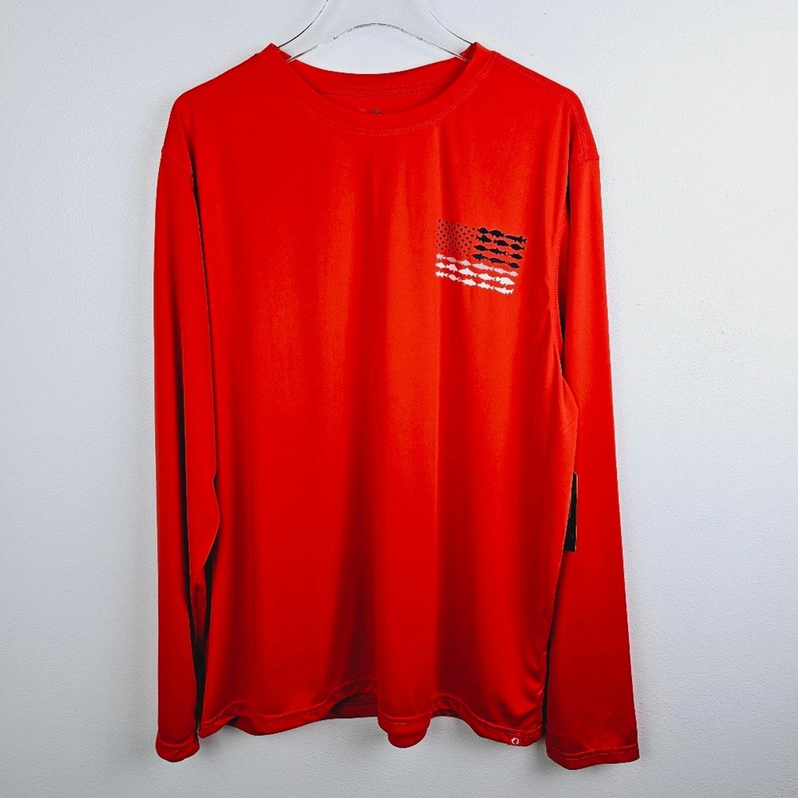 The American Outdoorsman Orange Long Sleeve Fishing Shirt UPF 50 Protection NWT