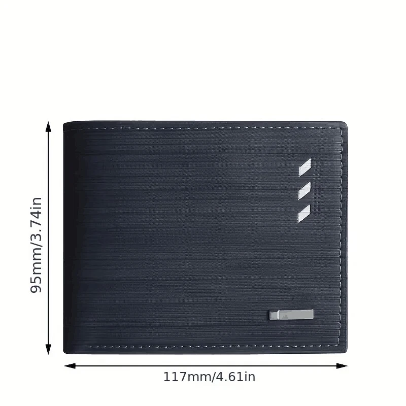 Stylish Black PU Leather Men Wallet Card Slots Money Clip & Zip Coin Purse Gift - Picture 3 of 4