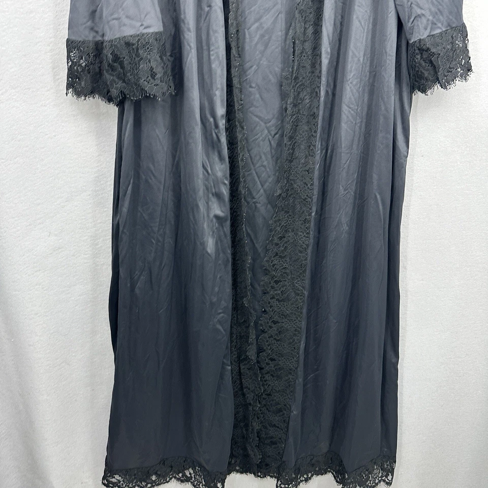 Bata vintage Lucie Ann Beverly Peignoir para mujer mediana negra encaje pinup Sissy años 60 Foto 4 de 4