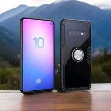 Samsung Galaxy S10 Case With Ring Holder BLACK NIB Anti-Skid Shockproof NEW