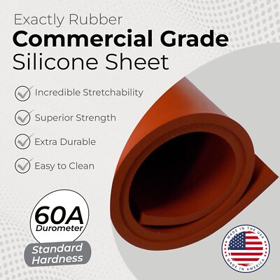 Red Silicone Rubber Sheet 60A 1/8 x 12 x 18 Inch Made in USA Gasket Material