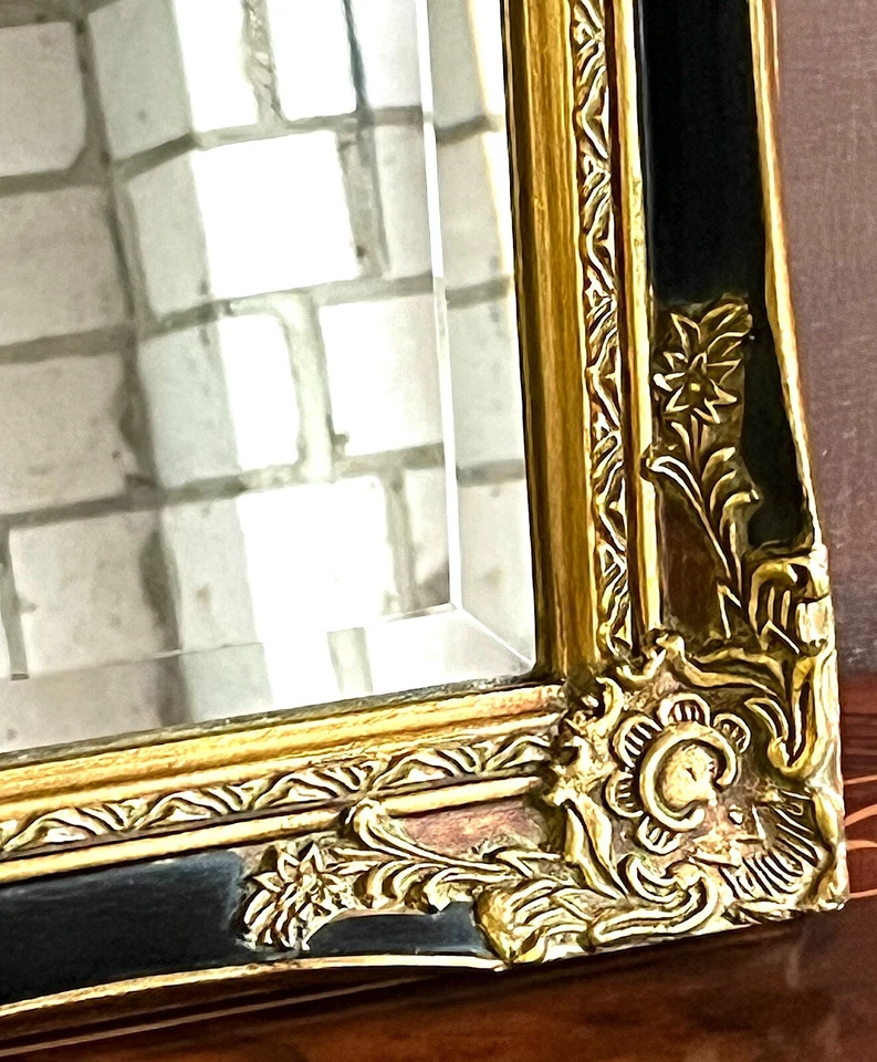 Napoleon III Stil Barock Holzrahmen  Wandspiegel Farbe Schwarz-Gold 40 cm Hoch - Bild 4 von 4
