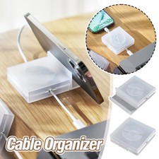 Transparent USB Cable Organizer Rotating Storage Box Phone Holder Portable