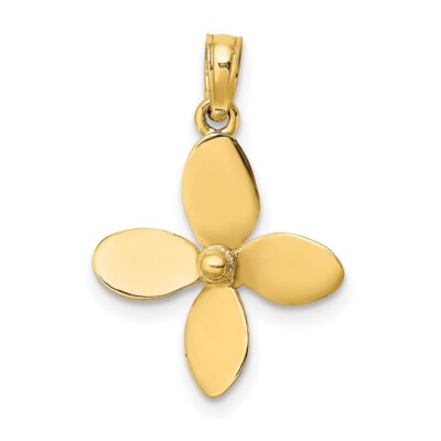 10K Gelbgold 3-D mit 4 Blättern Propeller Anhänger