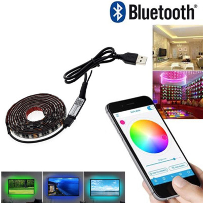 TV Backlight DC5V 5050 RGB LED Strip Set USB Tape String + Bluetooth Controller