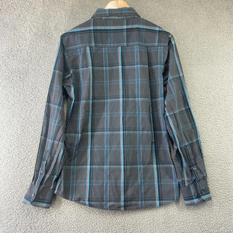 Airwalk Men's Gray Blue Plaid Button Up Long Sleeve Shirt Size Medium - Image 4 of 4
