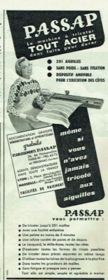 Werbung Advertising 0521 1957 Passap Ganzstahl Strickmaschine