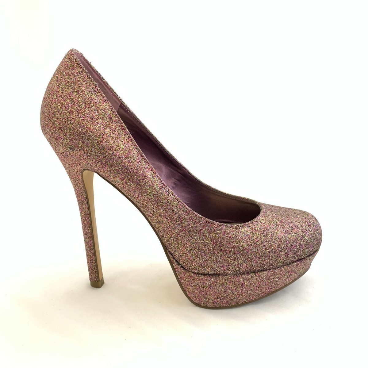 Bakers Women Size Pink Fine Glitter Platform High Heel Pump