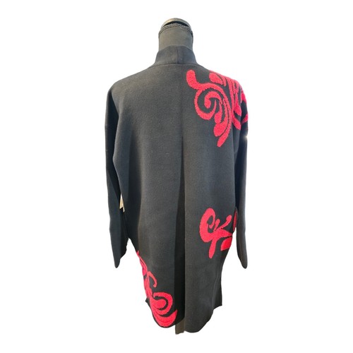 Maglione cardigan donna Chico's rosso/nero motivo dettagli a scorrimento taglia 2 $129 - Foto 3 di 7