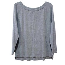 Lauren Ralph Lauren Womens Size 1X Long Sleeve Pullover Top LRL Logo Hem Gray