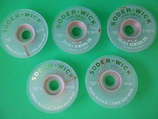 5x Soder Wick #1 50-1-5' Rosin Desoldering Braid .03" Solder Removal CHEMTRONICS