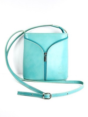 Vera Pelle Turquoise Leather Small Structured Crossbody Bag Made In Italy EUC