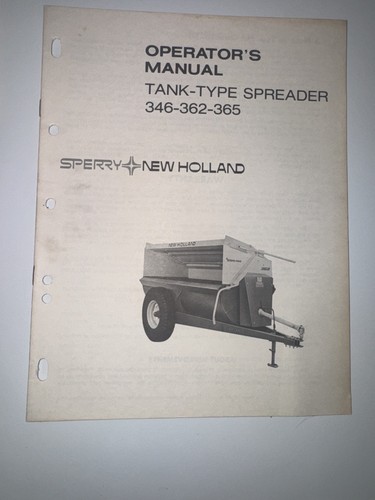Ford New Holland Tank Type Spreader 346-362-365 Operator's Manual