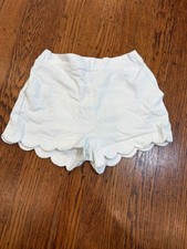 Crewcuts J.Crew Girls White Scalloped Hem Shorts Size 8 Cotton Preppy Summer