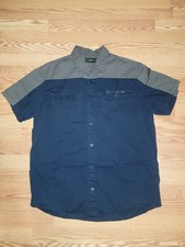 Harley Davidson Mechanic Shirt Mens Size XL Blue Motorcycle Biker Button Up