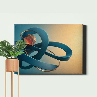 Abstract orbital knot teal sand coral gradient Wall Art intertwined loop design