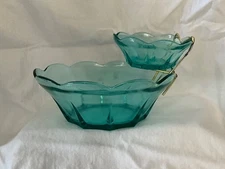 Anchor Hocking Swedish Modern Aquamarine Chip and Dip Set EUC VTG