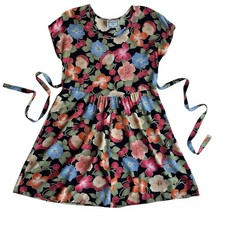 Vintage 90s Dressing Clio Fall Fruit Harvest Print Dress Size M USA Made Cottage