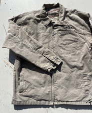Men's Billabong Jacket Beige Solid L Utility Zip Patches Surf Aussie Spell-Out