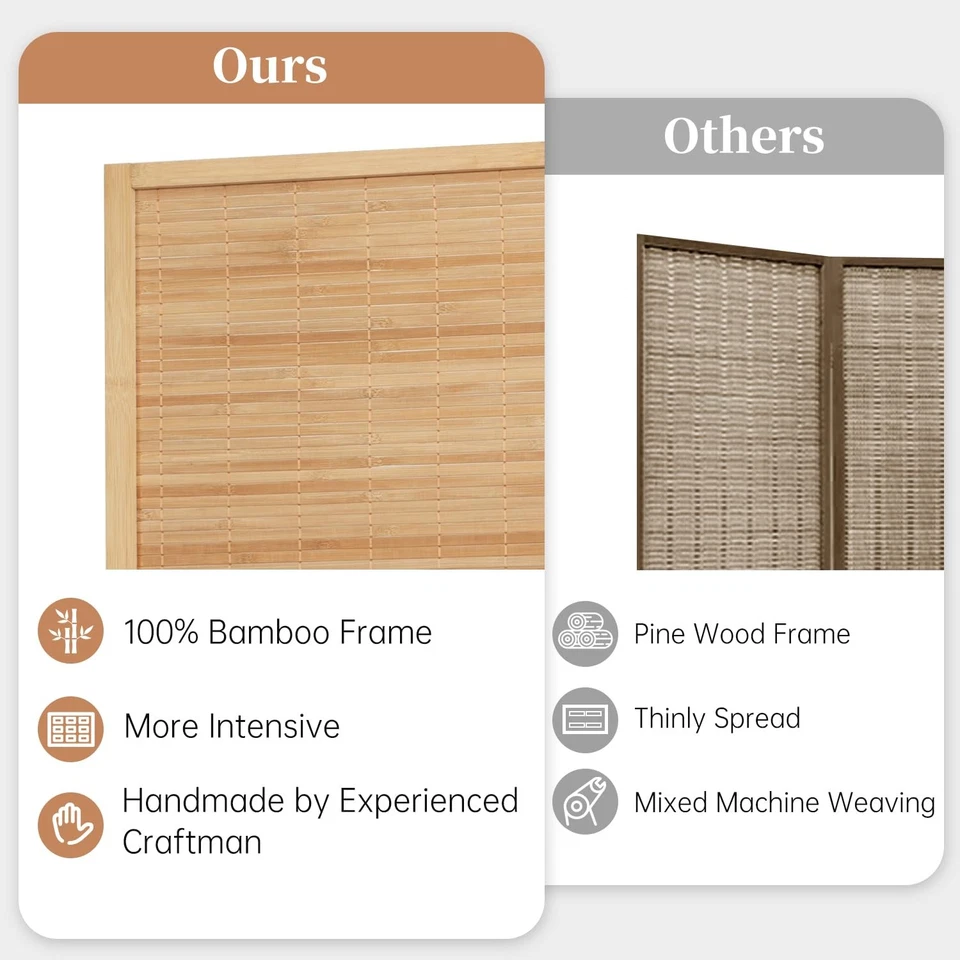 Divisor de habitaciones pantallas de privacidad plegables, divisores de habitación de 67"" de alto hechos a mano libera... Foto 2 de 4