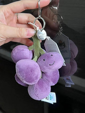 Jellycat Amuseables Purple Grapes Plush Keychain Bag Charm Cute Gift NWT