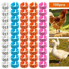 100X 16mm Colorful Numbered Chicken Leg Band ID Ring Poultry Ducks Geese Pigeons