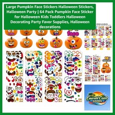 Large Pumpkin Face Stickers Halloween Stickers, Halloween Party  64 Pack Pum...