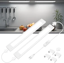 Under Cabinet Lighting Plug in, 2 Pcs 14 Inch Linkable Ultra Bright LED Light Ba