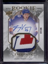 2016-17 Exquisite Jimmy Vesey Rookie Patch Auto 1st Print #1/26 Logo RPA RC SSP