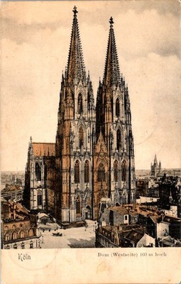Cologne Cathedral Westseite 160m Litho PC c1890s Unused Souvenir German