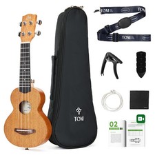 17 Inch Solid Mahogany Mini Ukulele  C Professional Travel-Friendly Ukelele f...