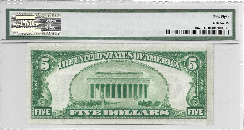 1928 $5 CLEVELAND FRN. PMG Choice About UNCIRCULATED 58 Banknote. - Image 2 of 2