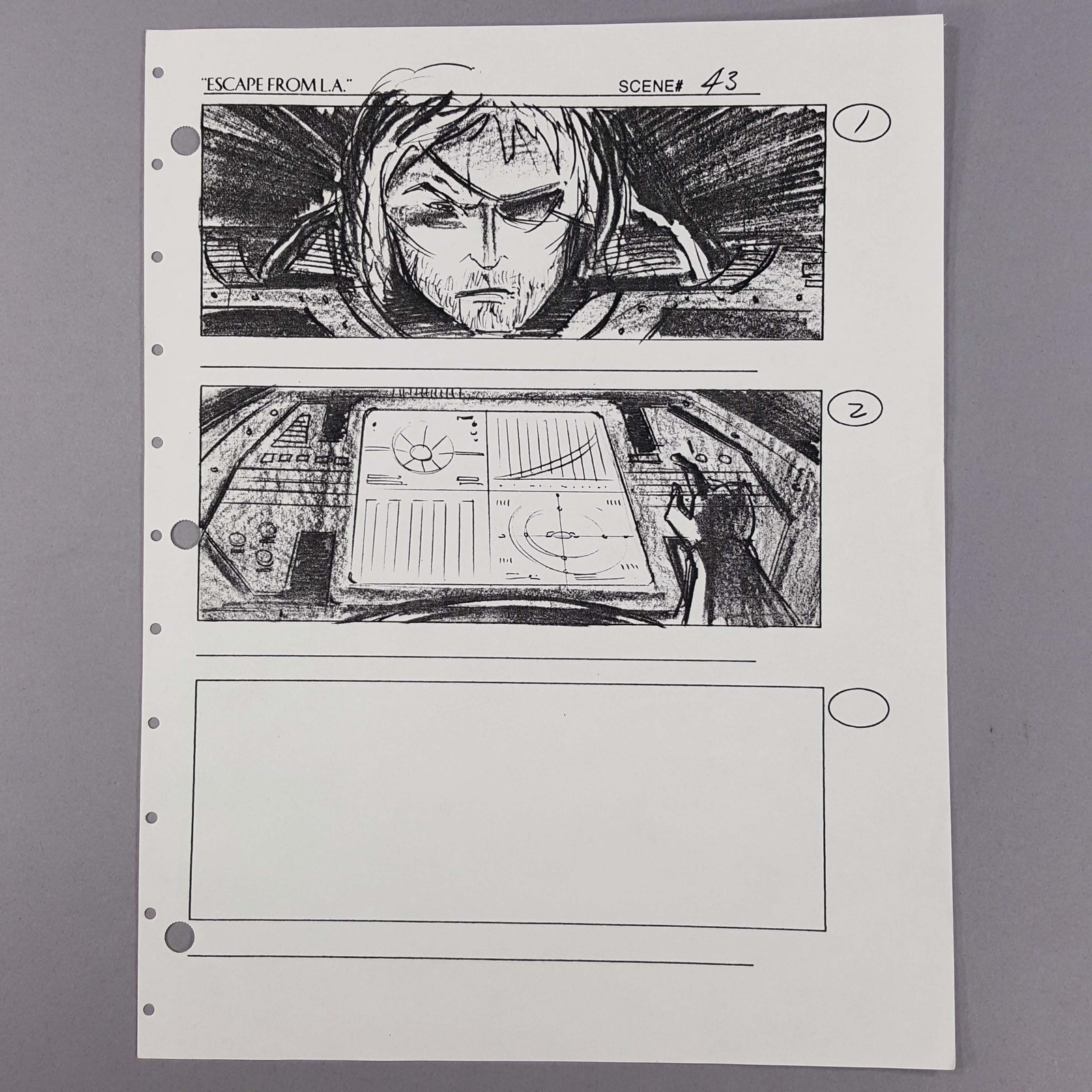 Escape from L.A. Storyboard Snake Plissken Powers Up Submarine Original COA