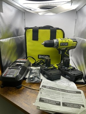 Ryobi One+ 18V 1/2'' Drill Driver P208B/Charger  P118/2 Batteries P102 & Bag