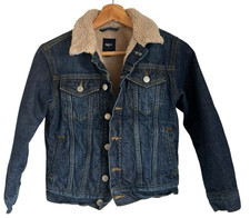 Kids Gap Sherpa Lined Denim Jacket Size Medium 1990 y2k western dark wash